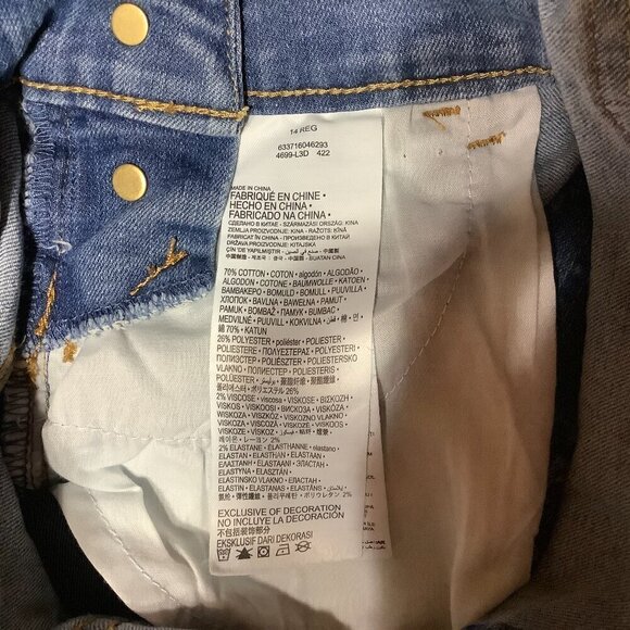 Girl's Levi Strauss Denim Blue Jean Bib Overalls Distressed Size  Reg  14 - Picture 6 of 9